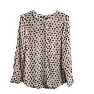Liz Claiborne Career Crema Leaf Midnight Caravan Button Front Top Size Large